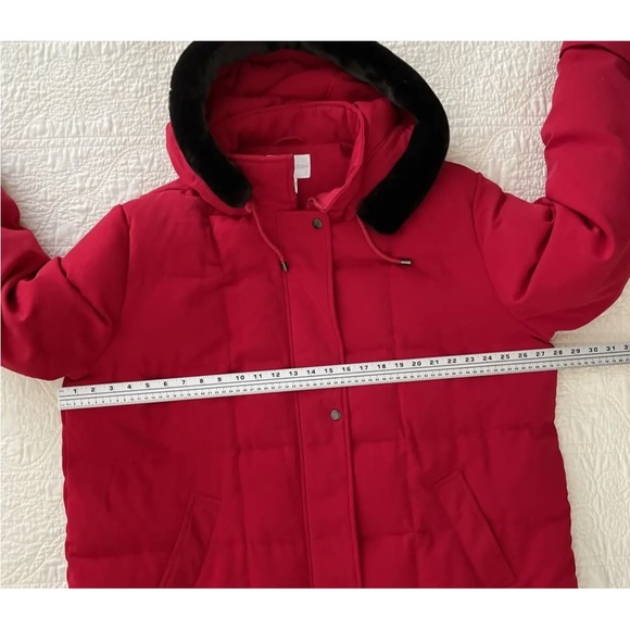 Worthington Womens Down Winter Heavy Coat Parka Faux Fur Trim Hood Red Sz 2X - Picture 11 of 16